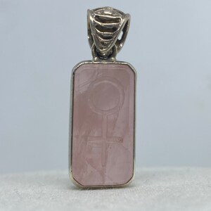 Venus Rose Quartz Tablet Pendant, hand made in Bali [VRQP 6]