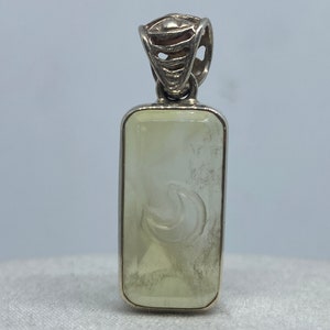 Citrine Moon Tablet Pendant, hand carved in Bali [CMTP 6]