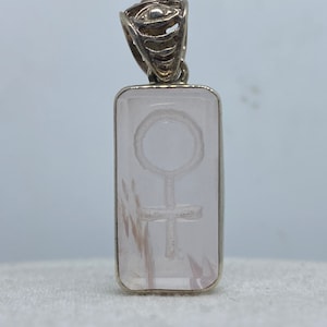 Venus Rose Quartz Tablet Pendant, hand made in Bali [VRQP 3]