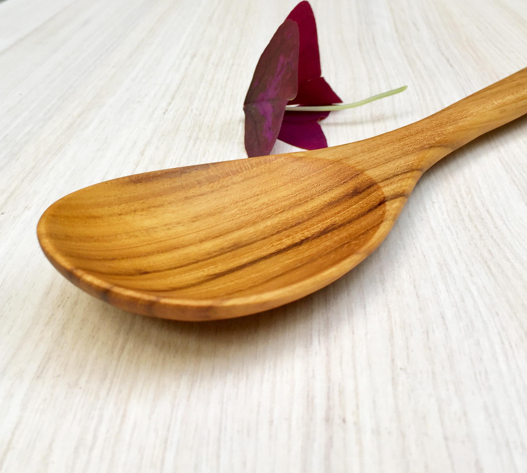 Handmade Cooking Spoon: 13 Inch Wooden Spoon, Golden Teak Wood Spoon ...