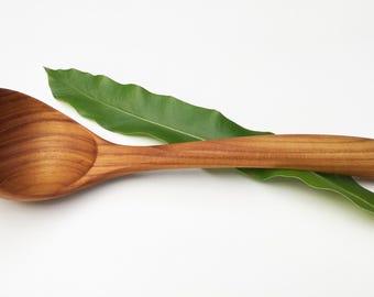 Extra Large Wooden Ladle: 13" Golden Teak Serving Ladle (33 cm.) - Handmade Gift, Food-Safe Utensils