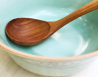 Handmade Teak Serving Ladle: Extra Large, Food-Safe Utensil