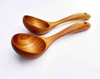 Small Teak Wood Ladle, 9" Wooden Soup Ladle, Small Wooden Soup Ladle, 9" Handmade Serving Ladle, Handmade Wooden Ladle, Small Cooking Spoon
