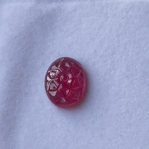 Pink Ruby Flower Carvings, Oval Shape Flower Carving, Natural Ruby Carvings, Beautiful Hand Work Flower Design Carvings, For Jewelry