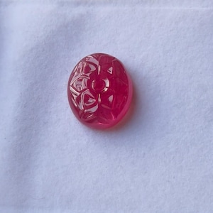 Pink Ruby Flower Carvings, Oval Shape Flower Carving, Natural Ruby Carvings, Beautiful Hand Work Flower Design Carvings, For Jewelry
