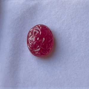 Pink Ruby Flower Carvings, Oval Shape Flower Carving, Natural Ruby Carvings, Beautiful Hand Work Flower Design Carvings, For Jewelry