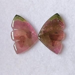 Hand Carved Tourmaline Butterfly: AAA Gemstone Slice, 15x10mm