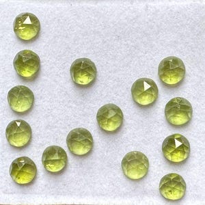AAA Natural Peridot Rosecut Flat back Slice Round Shape Cut Stone Gemstone Weight 24.00  Pcs 15 Lot For Making      Jewelry 7 mm
