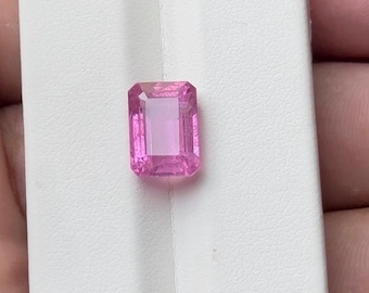 Octagon Cut Pink Tourmaline Gemstone (10x8mm) – Heated Beryllium Treated