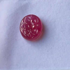 Pink Ruby Flower Carvings, Oval Shape Flower Carving, Natural Ruby Carvings, Beautiful Hand Work Flower Design Carvings, For Jewelry