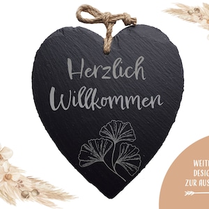 Slate heart • with engraving for hanging, 23 x 27 cm • natural edge • slate plate • slate • heart • wall decoration • various designs