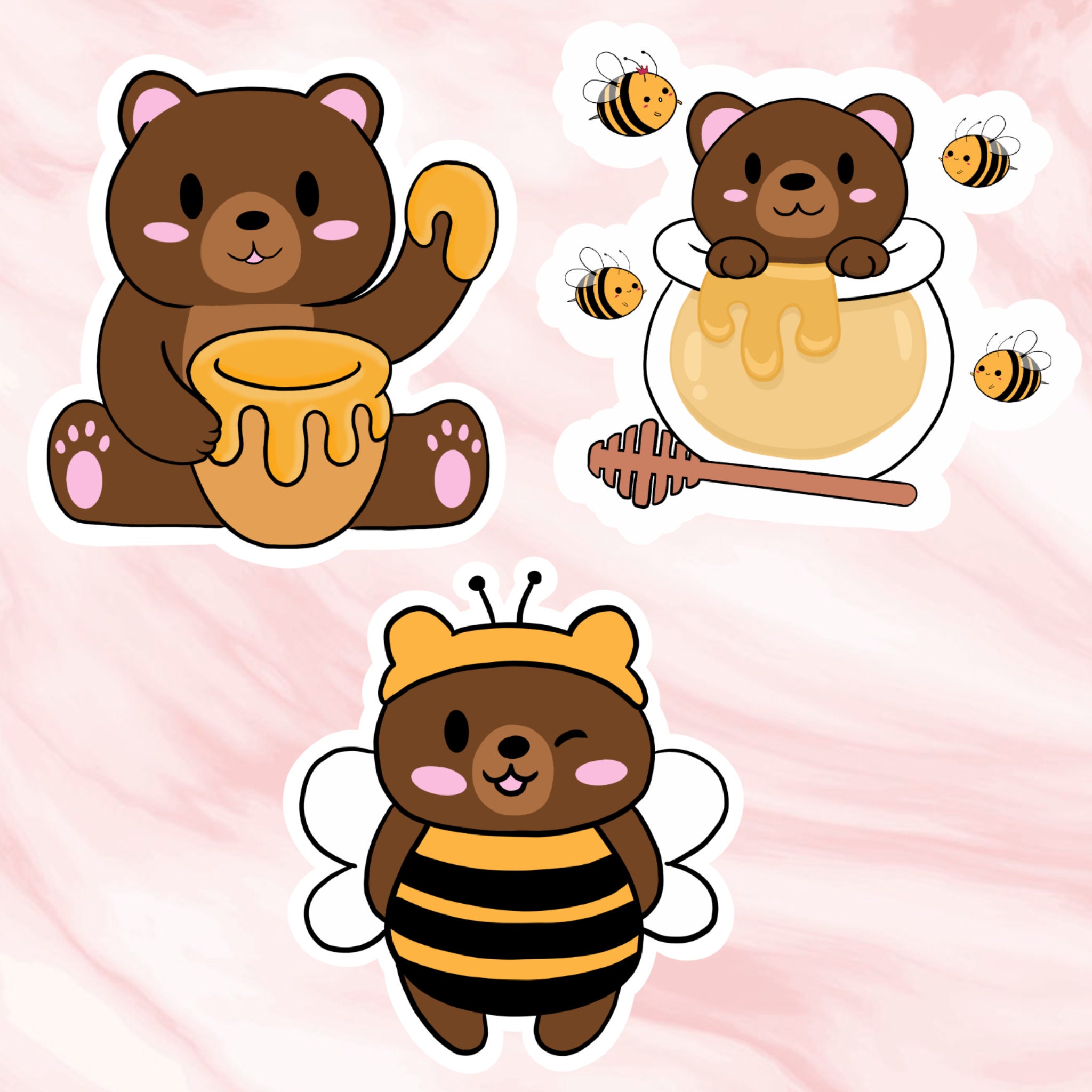 Brownie the Bear Die Cut Sticker Pack Cute Kawaii Character Etsy