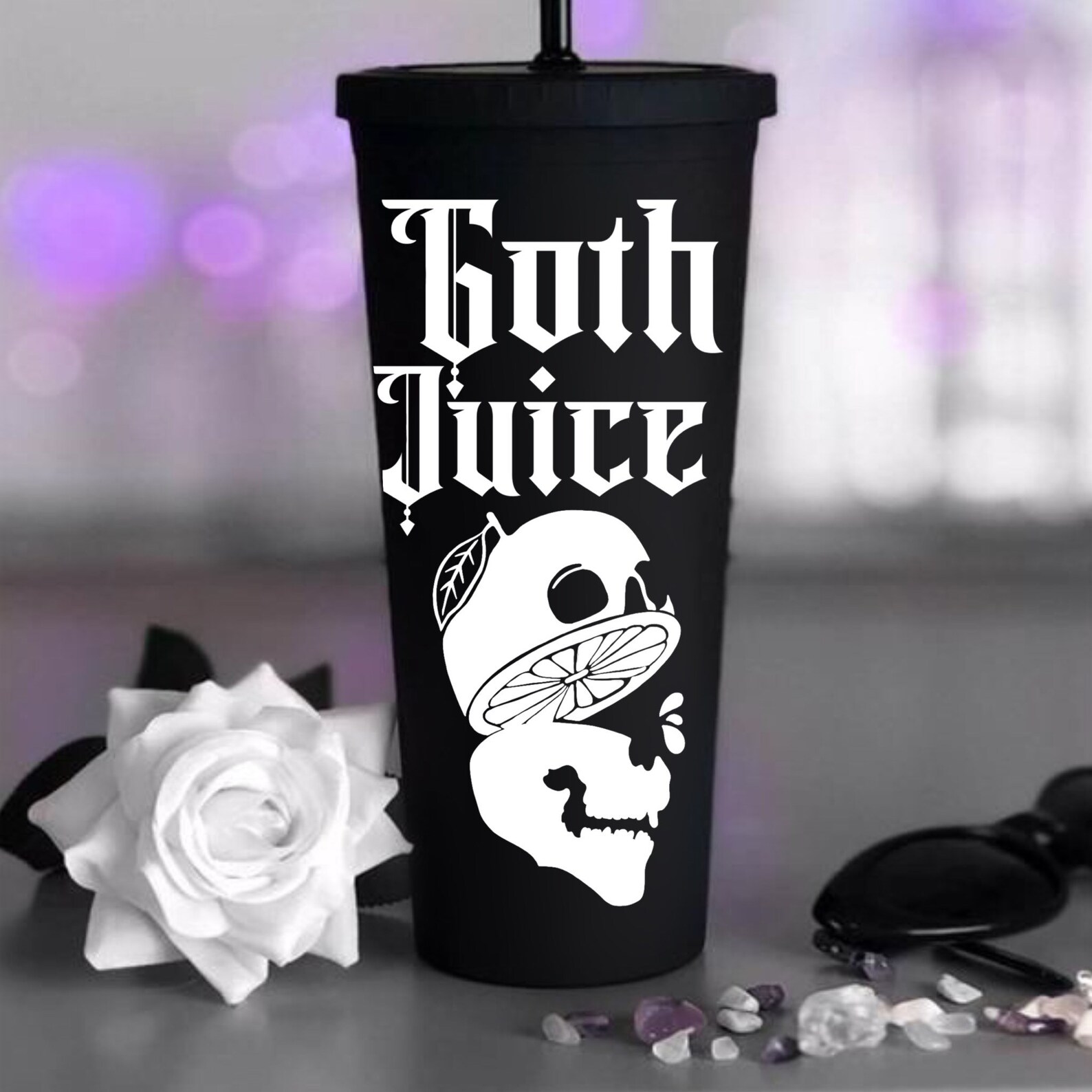 Goth Juice Tumbler Goth Reusable Cup Black on Black Emo Etsy