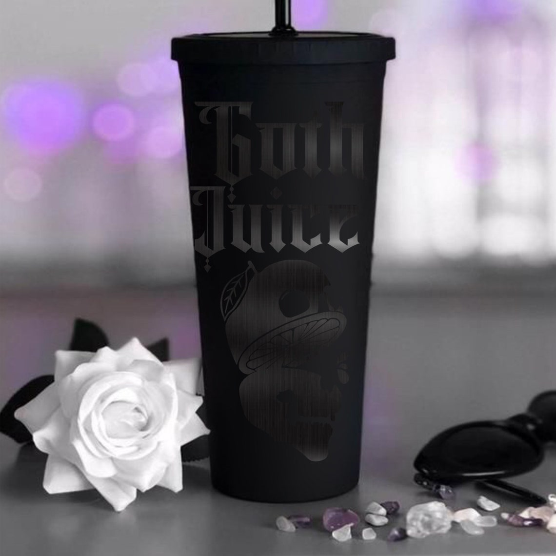 Goth Juice Tumbler Goth Reusable Cup Black on Black Emo Etsy