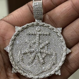4Ctw Round Cut Real Moissanite Pendant, Hip Hop Iced Out Pendant, Iced Out Diamond Pendant, White Gold Silver Pendant