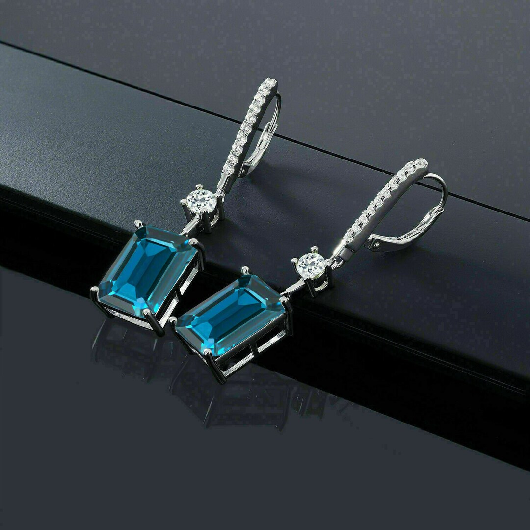 London blue topaz earrings white gold Outlet