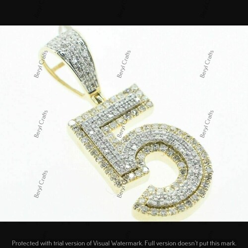 Hip Hop 2.79 Ct Round Cut Diamond Unisex 5 Five Number Pendant shops 14K Yellow Gold Finish
