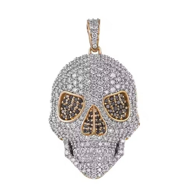 Skull Pendant,Hip Hop Pendant,  925 Sterling Silver Real Moissanite Pendant, Iced Out Diamond Pendant