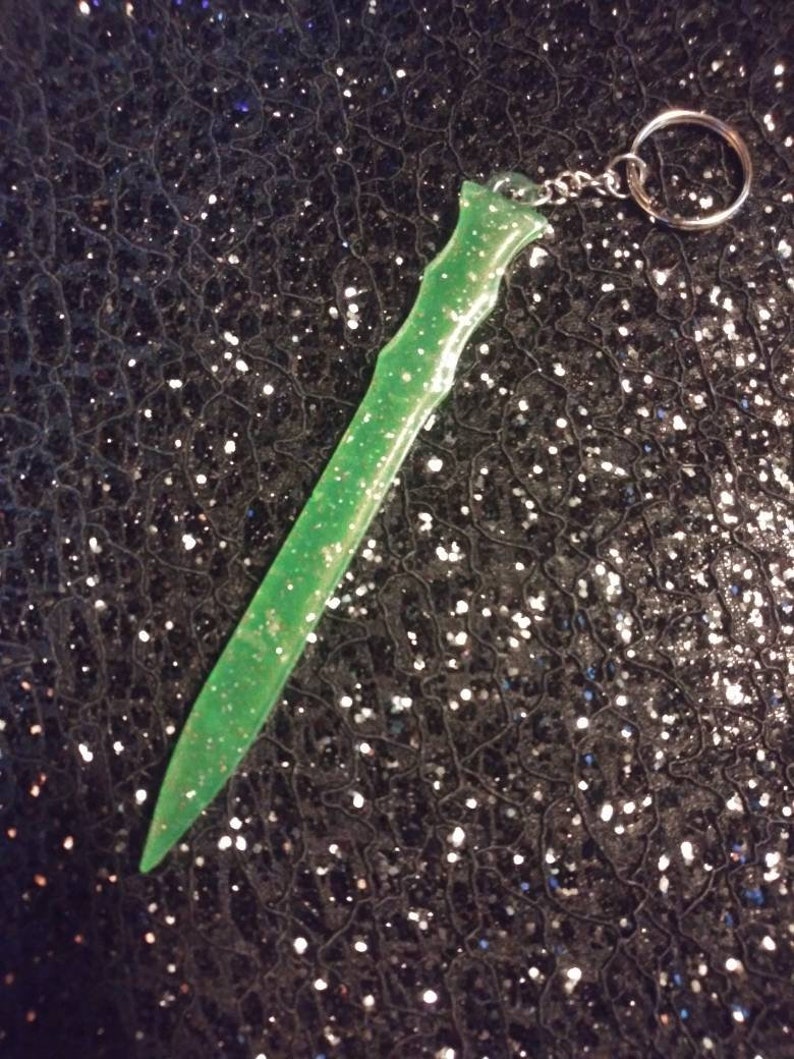 Neon green blacklight reactive Keychain Wand Athame