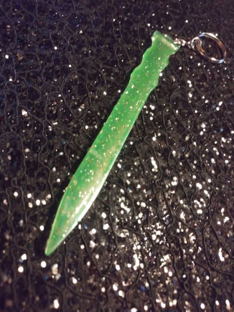 Neon green blacklight reactive Keychain Wand Athame