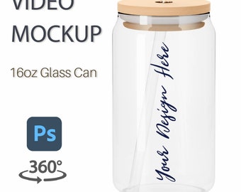 Libbey Glass Mockup | 16oz Glass Can Mockup | Video Mockup |   | Glass Can Mockup Video | Spinning Glass Can | Can Video Mock up |