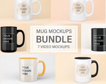 Mug Mockup Bundle, Animated Rotating Mugs, PSD for Photoshop
