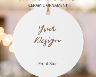 Mockup video di ornamento rotondo in ceramica, file PSD per Adobe Photoshop