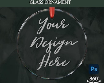 Glass Ornament Mockup Video | Crystal Round Ornament Mockup | Ornament Mockup PSD | Rotating Engraved Ornament | Ornament with Red Ribbon