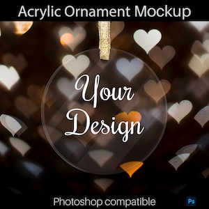 Acrylic Ornament Mockup | Photoshop Ornament Mockup | Printify Ornament Mockup PSD | Wedding Ornament Mockup | Mockup with Smart Object