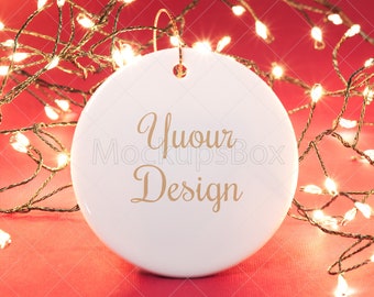 Christmas Ornament Mockup | Circle Ornament Mock-up | Ornament Photo | Ceramic Ornament Mock up | JPG file