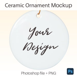 Christmas Ornament Mockup | Circle Ornament Mockup | Photoshop Ornament Mockup | Ceramic Ornament Mockup | PSD file |  Printify Ornament