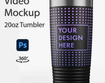 20oz Tumbler Mockup Video | Photoshop Mockup | Insulated Tumbler for Sublimation Mockup | Rotating Polar Camel Tumbler