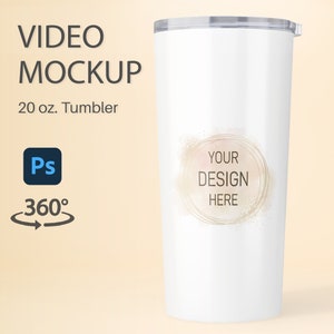 May include: White 20 ounce tumbler with a gold circle and the text "YOUR DESIGN HERE" on the side.
