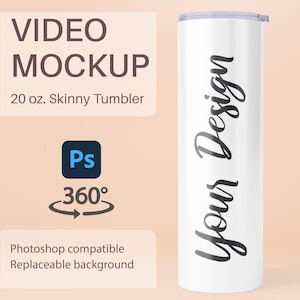 20oz Skinny Tumbler Video Mockup, Photoshop Mockup, Tumbler Animated Mockup, 20oz Tumbler Mockup, Spinning Tumbler Mockup, Rotating Tumbler
