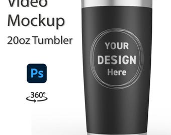 20oz Tumbler Mockup Video | Engraved Tumbler Mockup |  | Photoshop Mockup | Tumbler with Engraving Mockup | Rotating Tumbler