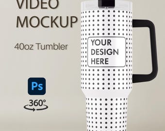 40oz Tumbler Mockup Video | 40oz Tumbler With Handle Mockup | Travel Cup Mockup | Tumbler Rotating Mockup | Spinning Tumbler Mockup