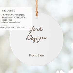 wedding ornament mockup, circle ceramic ornament mockup, printify ornament mockup