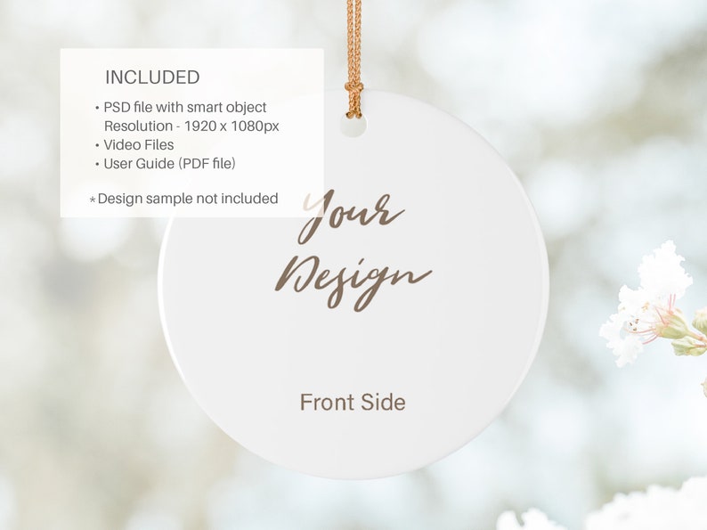 wedding ornament mockup, circle ceramic ornament mockup, printify ornament mockup
