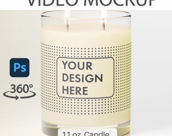 Candle Mockup | Candle Video Mockup | Photoshop Candle Mockup  | 11oz Candle Mock Up | Spinning Candle | Rotating Candle | Full Glass Candle