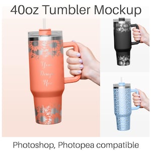 40 oz Engraved Tumbler Mockup, PSD File, Travel Cup Mockup, Replaceable Background