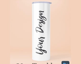 20oz Skinny Tumbler Video Mockup, Animated Rotating Tumbler, PSD file for Adobe Photoshop