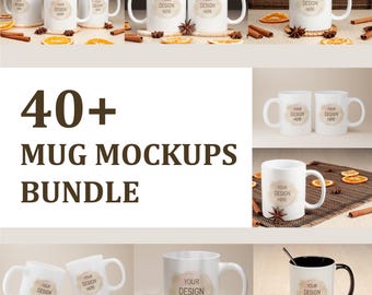 Becher Mockups Bundle | Photoshop PSD Becher Mockups | 11 Unzen Becher Mockup Set | Keramiktasse Mockup | Accent & White Mug Mockups