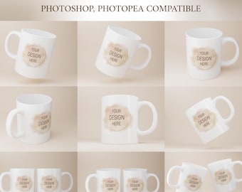 11oz Mug Mockup Bundle, PSD file with Smart Object, Photoshop file
