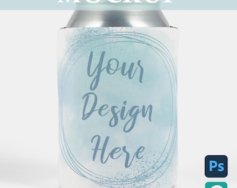 Mockup voor blikjeskoeler. Blikhouder. Photoshop-mock-up.  PSD-mock-up