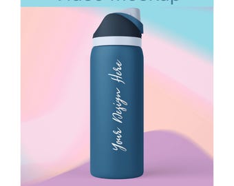 Engraved 32oz Water Bottle Video Mockup, Rotating Tumbler Mockup, PSD file for Adobe Photoshop