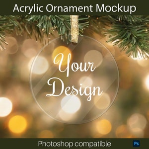 Acrylic Ornament Mockup | Photoshop Ornament Mockup | Printify Ornament Mockup PSD | Christmas Ornament Mockup | Mockup with Smart Object