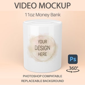 Ceramic Money Bank Mockup | Photoshop Money Box Mock up | Video Mock-up | Rotating Money Bank | Spinning Money Bank