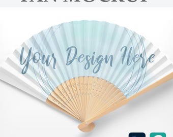 Papierfächer Mockup | Bambusfächer Mockup | Photoshop Mockup | DIY Sublimationsvorlage | PSD Mockup