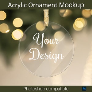 Acrylic Ornament Mockup | Photoshop Ornament Mockup | Printify Ornament Mockup PSD | Christmas Ornament Mockup | Mockup with Smart Object