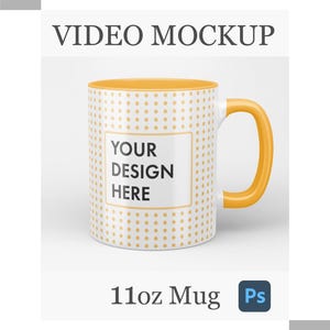 Maqueta de taza giratoria Accent de 11 oz (video, archivo PSD de Photoshop)